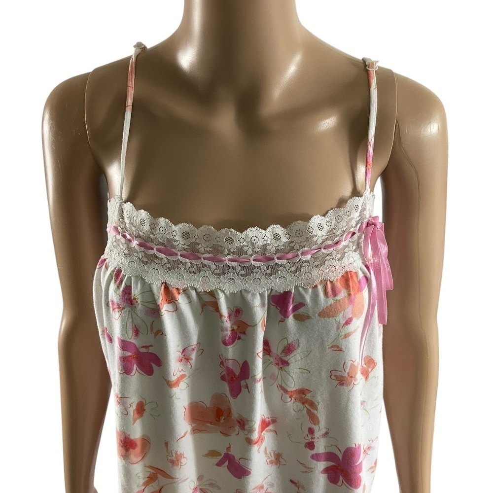 Vintage Victoria’s Secret Floral Babydoll Nightgown size Large  Lace Ribbon Trim - Picture 2 of 7